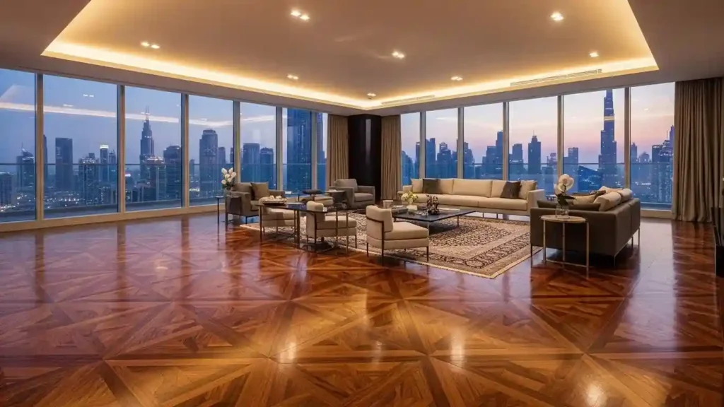 brown luxury parquet flooring