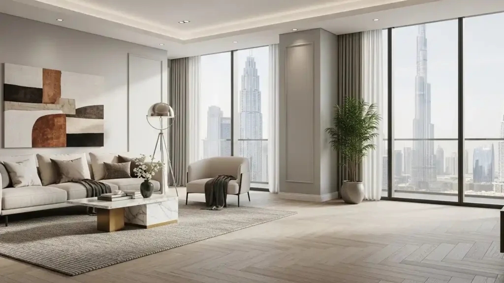 white parquet flooring