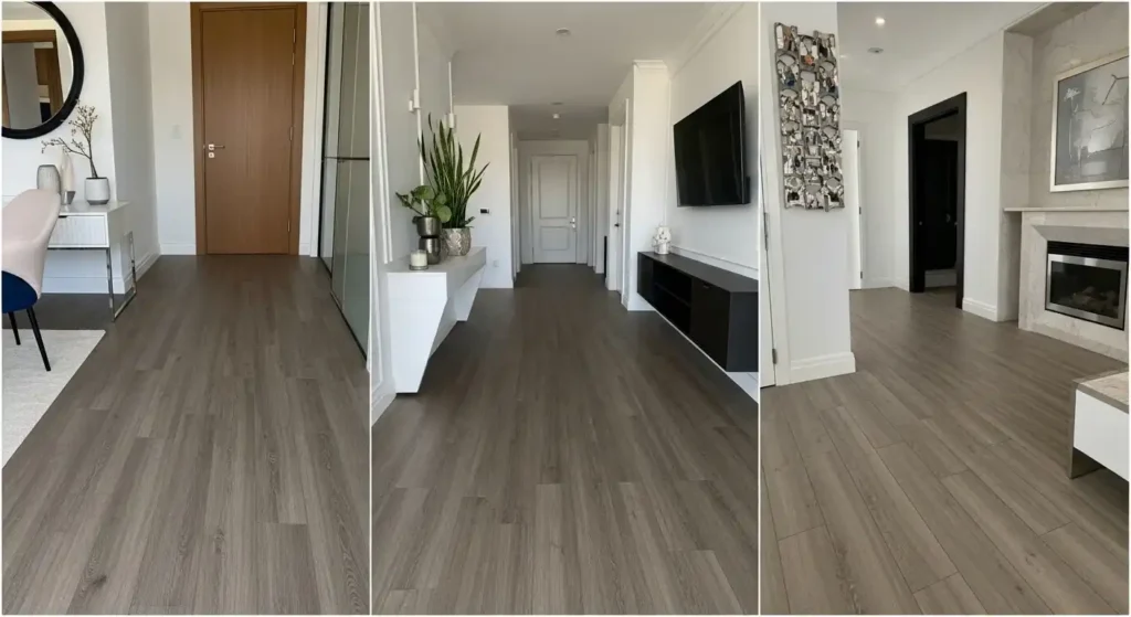 Dubai interiors with newly installed vinyl flooring showcased in an online project gallery.