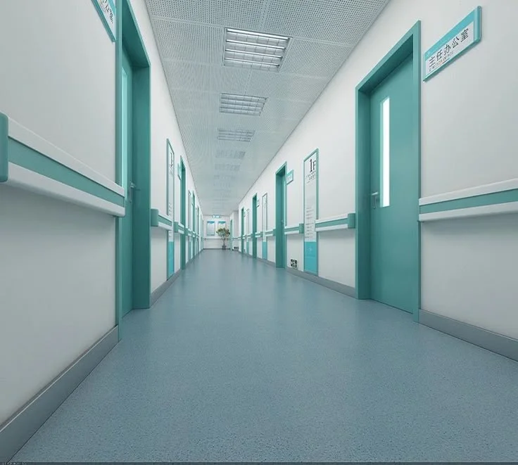 light blue hospital flooring