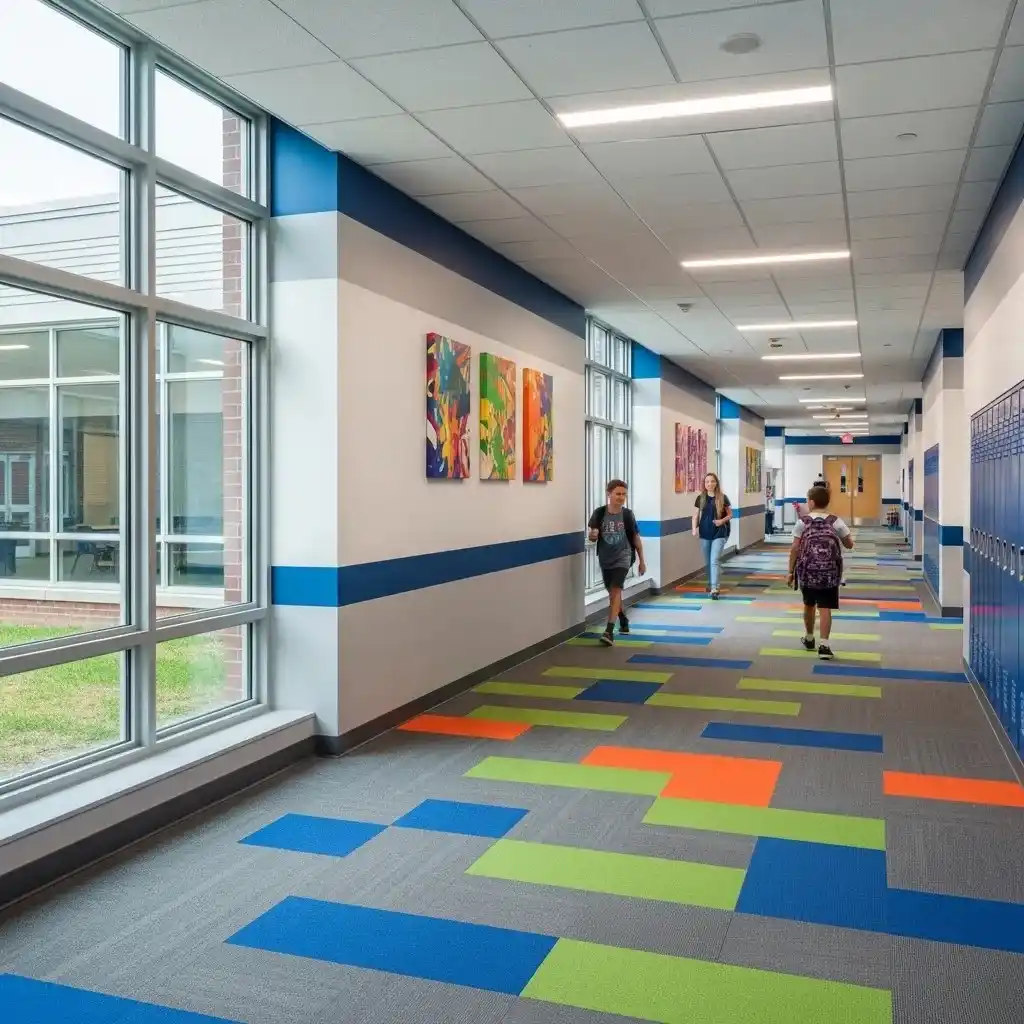 Carpet tiles for school