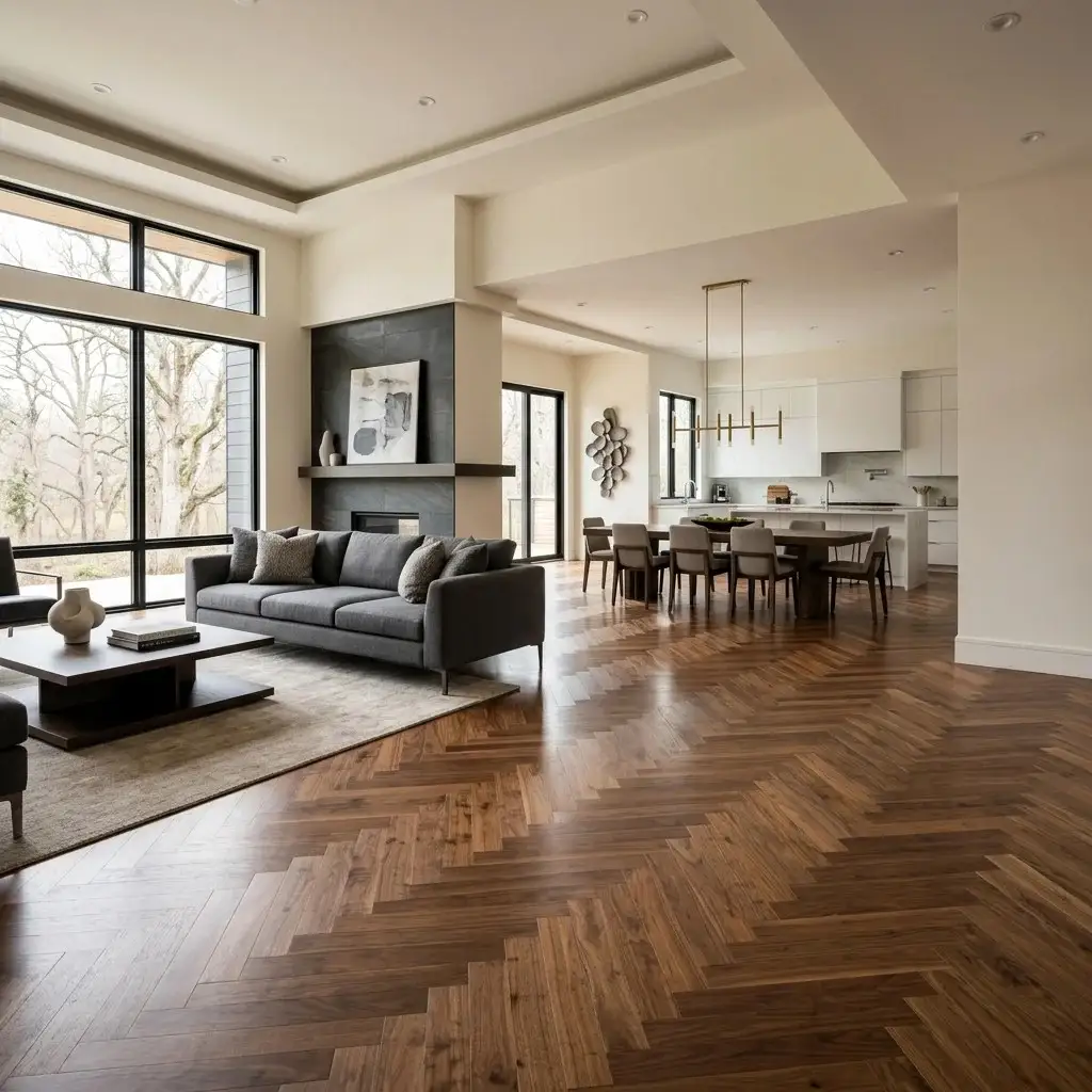 Solid Hardwood Herringbone Flooring