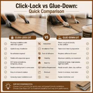 click lock vs glue down