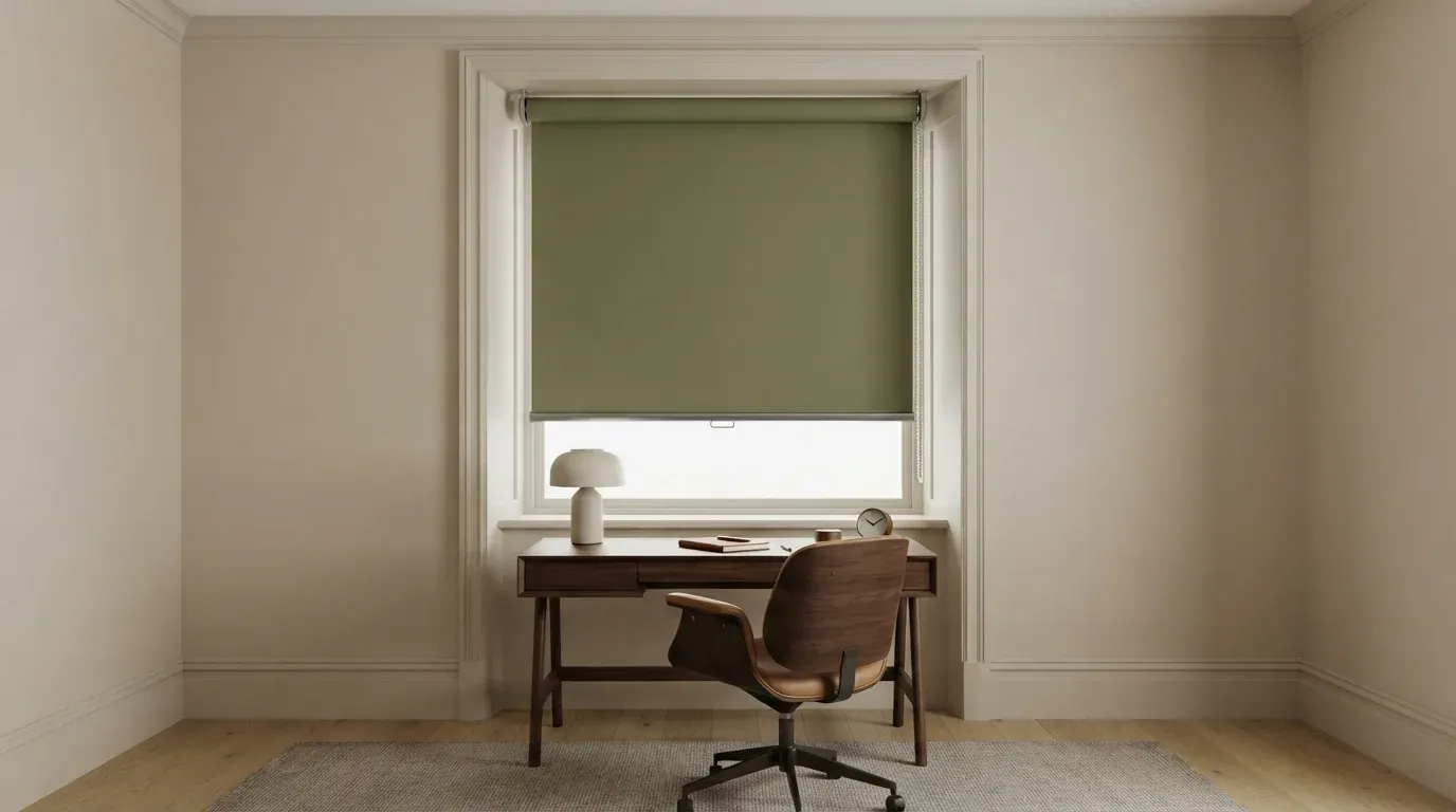 Olive Green Study Room Roller Blinds Dubai